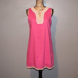 Mud Pie Pink Dress Crochet Neckline And Hem